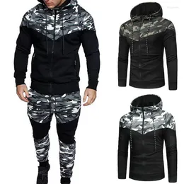 Herren Tracksuits Männer Mode Kausal Camouflage Print Sets Camo Jackethosen 2pc Trailsuit Sportwaren Hoodies Sweatshirt Pant Anzug Plus Größe