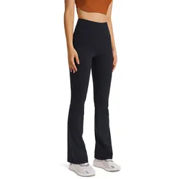 LU-204 High Rise Fleared Pants Women Yoga Pant Naked Feeling Leggings With Midjeband Pocket Running Tights Fiess Sports Trousers Slim Fit For On-The-Move