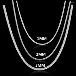 1 MM/2 MM/3 MM Katı Yılan Zincir 925 Damgalı Gümüş Kolye Erkekler Kadınlar Için Moda Parti Düğün Takı Hediyeler