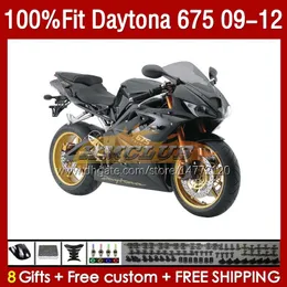 데이토나 용 OEM 페어링 키트 675 675R 09 10 11 12 바디 150NO.39 Daytona675 2009 2012 2012 2012 Bodyworks Daytona 675 R 2009-2012 주사 곰팡이 페어링 블랙 스톡 BLK