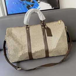 Luxurys Designer Bags Büyük Kapasite Gerçek Deri Çanta Kadın Seyahat Çanta Erkekler Boston Taşınabilir Yumuşak Kenar Bavul AAAAA 50cm