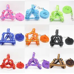 Nylon Dog Harnesses Leasshes Pet Puppy Cat Justerbar sele med blyfiskar 7 F￤rger f￶r att v￤lja leksaker Leash Chain Collars Interactive Toy 20220912 E3