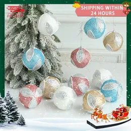 Party Decoration Christmas Ornament Ball Dia 8cm Foam Xmas Pendant Wedding Silver Leaves Hanging Supplies Wholesal