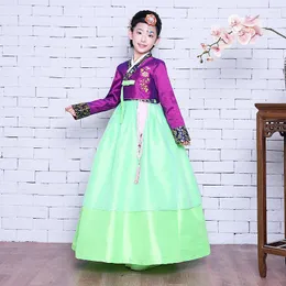Etniska kläder Originalbarns broderade Hanbok koreanska kostymprestanda Girl Dress