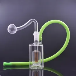 Mini sigara su boruları geri dönüştürücü dab teçhizat nargile içi matris perc filtre boruları kalın pyrex küçük beher bongs 10mm yağ brülör borusu ve renkli hortum