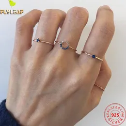 Cluster Rings Prata Esterlina 925 Azul Zircão Linhas Finas Abertas Para Mulheres Alta Qualidade Feminino Presente Moda Jóias