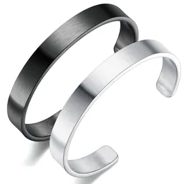 Edelstahl-Manschettenarmreif für Damen und Herren, Studenten, glänzendes Paar-Liebhaber-Armband, Silber/Schwarz