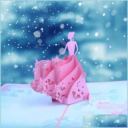 Grußkarten Grußkarten 3D Prinzessin Papier Silhouette handgemachte Einladungskarte Mädchen Geschenk Dekor Drop Lieferung 2021 Home Garden F Dhcop