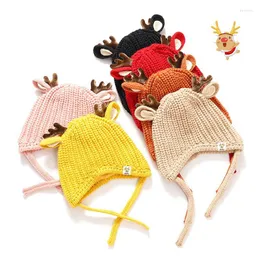 Şapkalar çocuk sevimli boynuz şapka kış sıcak Noel yün kapaklar çocuklar için örme başlık