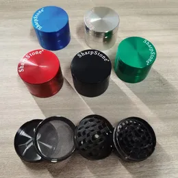 Smoking Tobacco Grinders With Sharpstone Logo 40/50/55/63mm Herb Grinder 4 Layers Metal Grinders Zinc Alloy Concave Surface