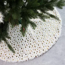 Weihnachtsdekorationen, 1 Stück, fünf Sterne, bedruckt, Plüsch-Baumrock, weiße Weihnachtsbaum-Bodenmatte, Ornamente, Dekoration