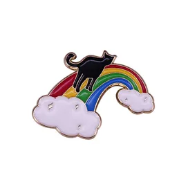 Other Fashion Accessories Loss of Black Cat Rainbow Cloud enamel pin Sympathy Memory Remembrance Beloved Pet kitty brooch Badge