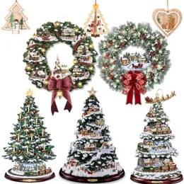 Juldekorationer Merry Tree Wreath Santa Claus Snowman Window Paste Sticker Winter 2023 Year Party Wall Door Xmas Home Decoration 220912