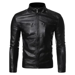 Men's Leather Faux Autumn Brand Causal Vintage Jacket Coat Spring Outfit Design Motor Biker Pocket Pu M-4Xl 220912