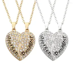 Pendant Necklaces 2 Pcs/set Heart Puzzle Mother Daughter Crystal Necklace For Women Girls Send Mum Mother's Day Gifts Female Charm