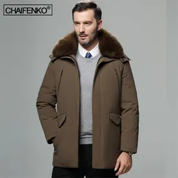 Зима сгущения теплой ветрозащитная белая утка из белой утки Men Men Fashion Casual Parka Cav