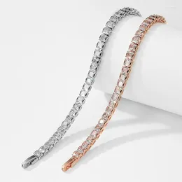 Link Bracelets 4.0mm 5.0mm d 컬러 패스 다이아몬드 GRC 라운드 컷 화이트 골드 도금 925 Silver Moissanite 테니스 팔찌