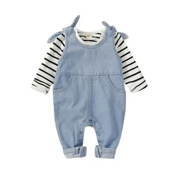 Kombinezon Citgeett Spring 0-18m urodzony Infnat Baby Boy Girl Ubrania Stripe T-shirt BIB Pants kombinezon Romper Fall Autumn Setfit 220909