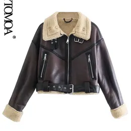 Kadın Kürk Faux Kpytomoa Kadın Moda Kalın Sıcak Shearling Ceket Ceket Vintage Uzun Kollu Kemer Yem Kadın Dış Giyim Şık Tops 220912