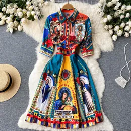 Fashion Ethnic Print Dresses For Women Summer Beach Casual Elegant Breathable Woman Palace Style Dresses 2023