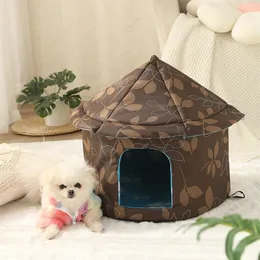 kennels pens Kennel Dog House Soft Pet Bed Tent Indoor Outdoor Enclosed Sleeping Nest Basket with Removable Cushion Travel Dog Accessory 220912