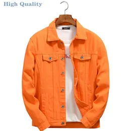 Мужские куртки высококачественные пурпурные апельсиновые джинсовые куртки Outwear Casual Cowboy Coats Spring Awomm Men Shape Jean Jacket Chaqueta Hombre 220912