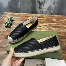 Matelasse Canvas Jacquard Espadrille Designer Double G Leather Espadrilles Women Casual Spring Loafers Fishman Shoe Size 35-42