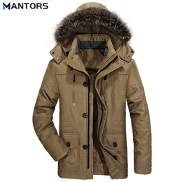 Masculino Down Parkas Mantors homens de inverno encapuzados parkas casuais casuais forro de lã FAUX PLA