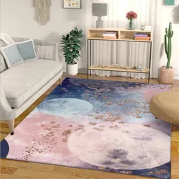 Carpets For Living Room Pink Moon Abstract Oil Painting Pattern Carpet Area Rug Bedroom Nordic Decoration Home Baby