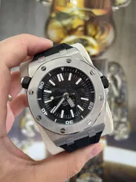 Groothandel luxe heren automatische mechanische horloge rubberriem zwarte wijzerplaat saffierglas