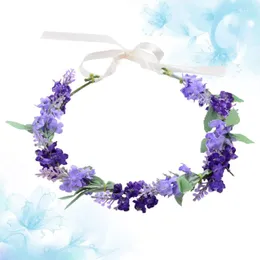 Bandanas Blume Blumenstirnband Mädchen Haar Lila Kopfschmuck Lavendel Kranz Zubehör Braut Party Reifen Blumen Bänder Kopfschmuck Mexikanisch