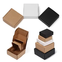 Presentförpackning 50st multifunktion Kraft Paper Box Brown Cardboard Handgjorda tvål Vit hantverk DIY Svart Förpackningssmycken 220913