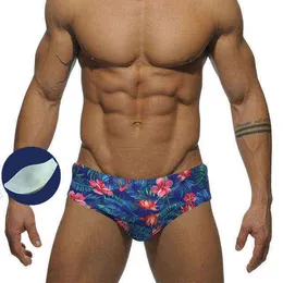 Costumi da bagno da uomo 2021 Uxh Fiore Costume da bagno per uomo Costumi da bagno sexy Uomo Slip da bagno Custodia rimovibile Pad Costumi da bagno da uomo Nuoto Surf Abbigliamento da spiaggia J220913