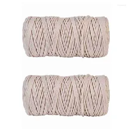 ملابس الملابس 2pcs 3mmx200m الطبيعي القطن المصنوع يدويًا Macrame Rope Diy Wall Hanging Plant Hanger String string