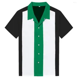 メンズカジュアルシャツビッグサイズヘレンブラウスメンズ半袖の産業カラーブロックシャツ垂直ストライプボタンダウンドレス