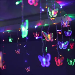 Strings AC 3.5m 96 Heads Light Butterfly String Lights Gordijn Decor Waterproof Christmas Day Holiday Decoration EU Plug/US Plug