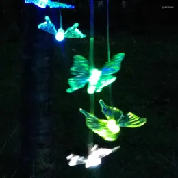 Strings LED Solar Powered Wind Chimes Light Butterfly Color Changing For Home Outdoor Garden Decoration