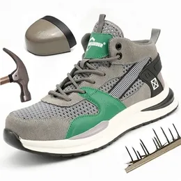 Botlar Yaz Güvenlik Ayakkabıları Erkekler Yıkılmaz Koruma İş Spor ayakkabıları çelik ayak parmağı antiponk Antipunktur Nefes Alabilir 220913