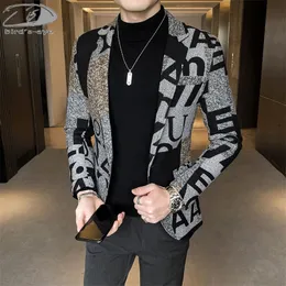 Men's Suits Blazers 5XL Brand Clothing Men Fashion Party Coat Casual Slim Fit Jackets Buttons Letter Print Painting Male 220913