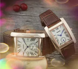 Berühmte Ledergürtel Herren 35 mm Uhren 28 mm Damen römisches quadratisches Zifferblatt Mann Uhr Stoppuhr männliche Geschenke Quarzkern Automatikwerk Roségold Silber Armbanduhr Geschenke