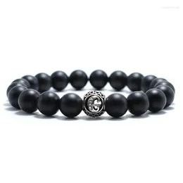 Bracelets de charme Trendy Primeiro nome Bracelet Men 10mm Big Onyx Stone Braclet Day do dia dos namorados para o namorado 26 letras