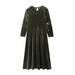 Family Matching Outfits High quality velvet girls robe black and green family match maxi dress 220913