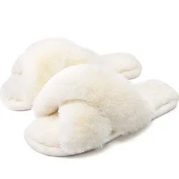 Slippare Winter Womens Slipper Soft Plush Cozy House Shoes Home Warm Plush Slippers Fluffy Päls Slides Ladies Flip Flops Indoor Slippers 220913