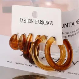 Dangle Earrings Fashion Acrylic Brown Hoop Sets For Women Girls Resin Round Brincos 2022 Trend Accessories Jewelry