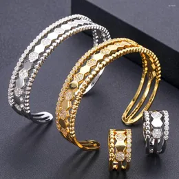 Necklace Earrings Set Janekelly African Bangle Ring For Women Jewellery Wedding Crystal Dubai Bridal Bracelet