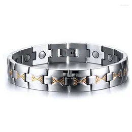 Link Bracelets Healthy Magnet Bracelet For Men Women Two Tone Gold And Silver Color Stainless Steel Femme