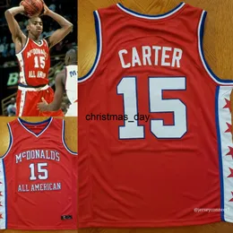 McDonalds Almerican Basketball Jersey Red 15 Vince Carter Retro Jersey сшитый на заказ S5XL S5XL