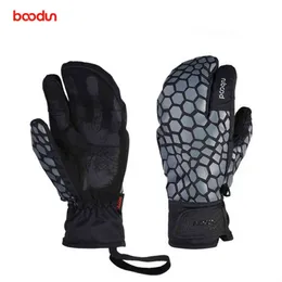 Boodun 3 Fingers Waterproof Windproof Snowmobile Snowboard Snow Sport Handwear Fleece Thermal Skiing Gloves 0909