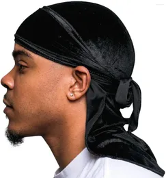 Berretti Tessuto in velluto di qualità superiore Accessori per capelli Durag Cofano Raso Colori multipli Berretto turbante Copricapo Cappelli Cinghie lunghe Berretto per adulto