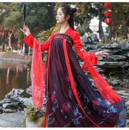 Stage Wear 2022 Ropa Tradicional China Long Sleeve Dress Dancer Outfit Traditional Chinese Cosplay Costumes For Women Hanfu Red